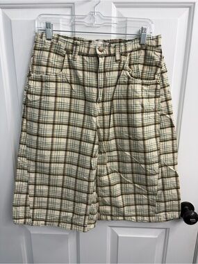 BDG Plaid Cotton Carpri - Beige/Green